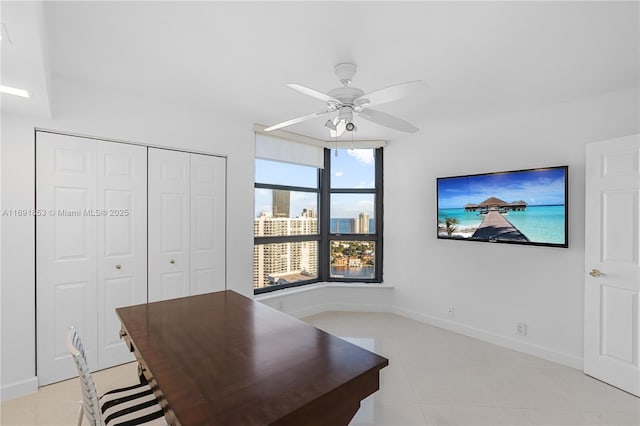 office featuring ceiling fan