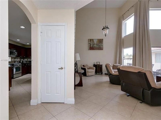 view of tiled living room