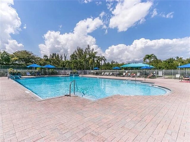 view of swimming pool with a patio area