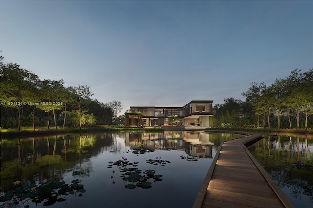 dock area featuring a water view