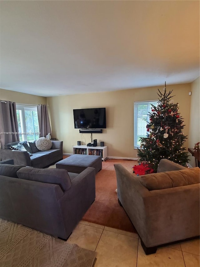 view of tiled living room