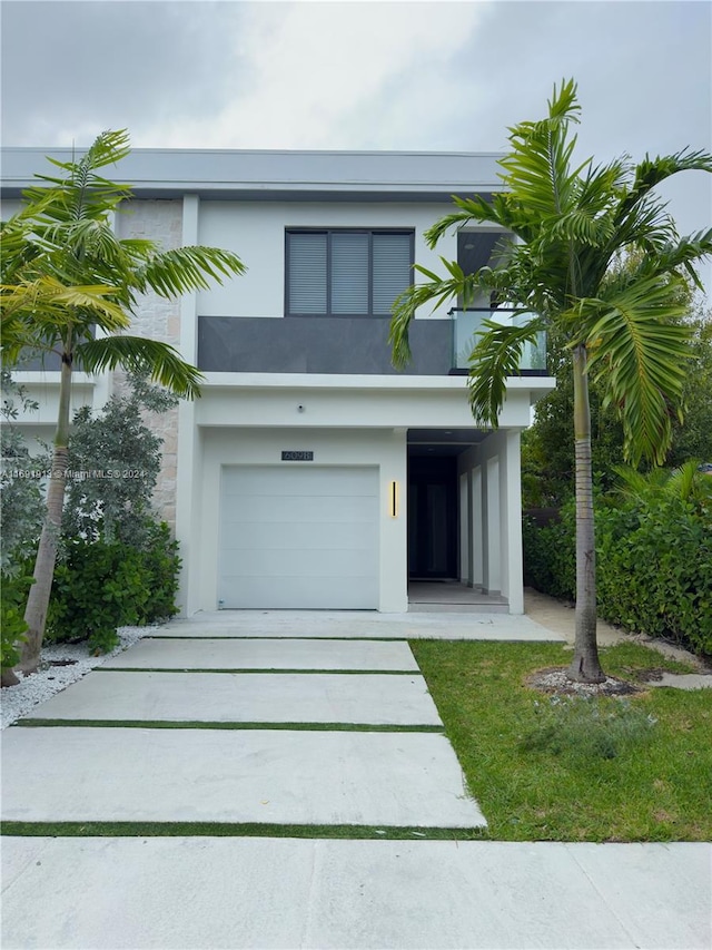 contemporary home with a garage