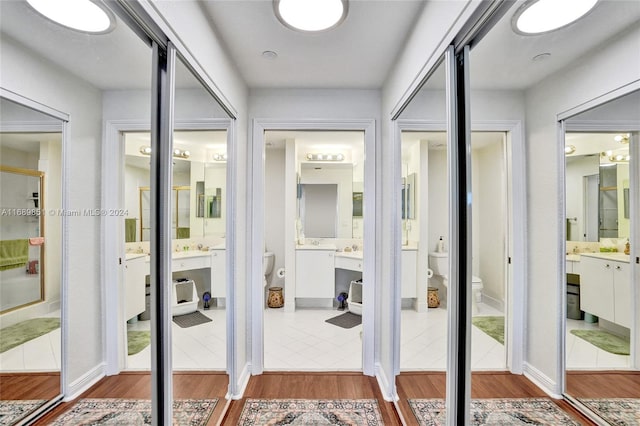 doorway featuring hardwood / wood-style floors