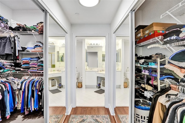 spacious closet with wood-type flooring