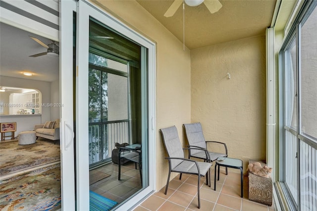 balcony with ceiling fan