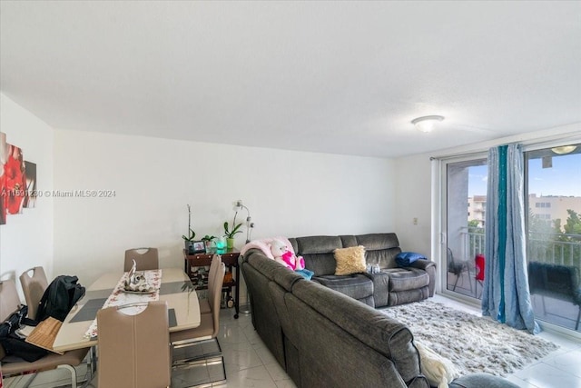 view of tiled living room