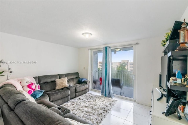 view of tiled living room