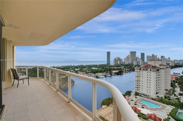 balcony with a water view