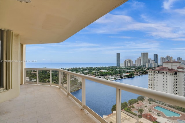 balcony with a water view