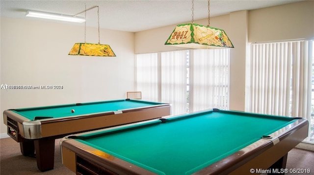 recreation room featuring carpet flooring