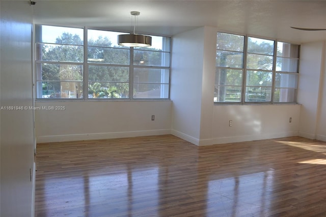 unfurnished room with dark hardwood / wood-style floors