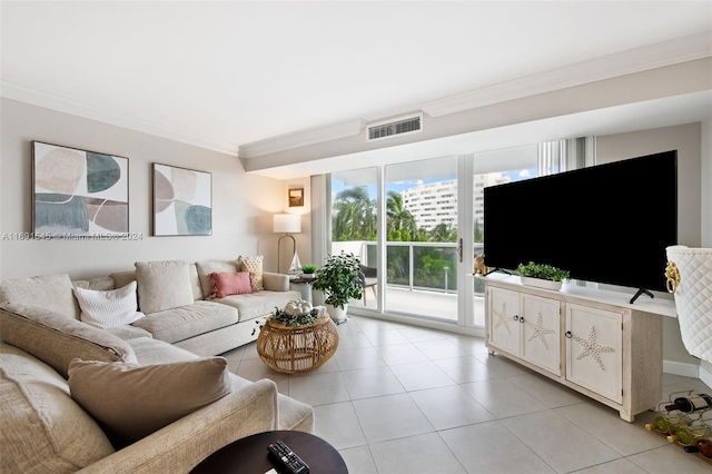2715 N Ocean Blvd Unit 3A, Fort Lauderdale, FL 33308 - living area featuring crown molding and light tile patterned flooring
