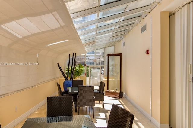 interior space featuring vaulted ceiling