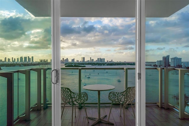 balcony with a water view