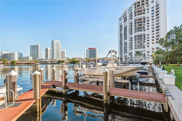 dock area featuring a water view