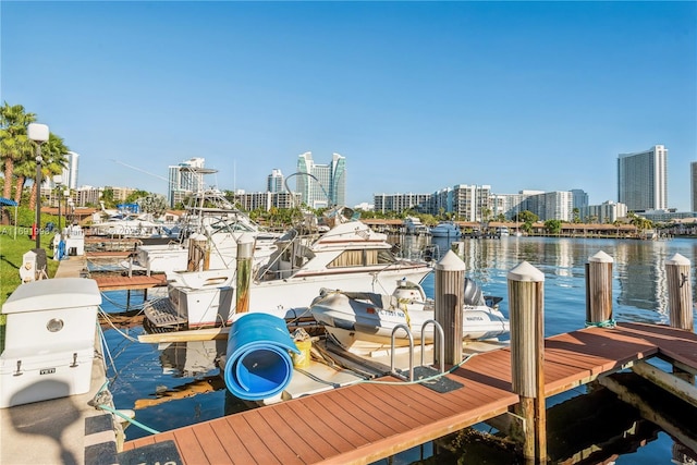 view of dock featuring a water view