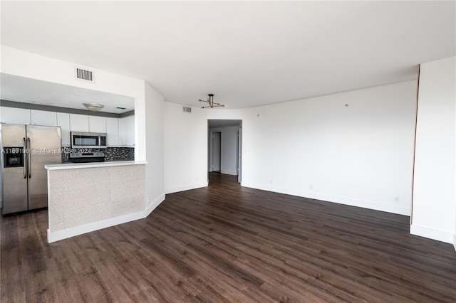 unfurnished living room featuring dark hardwood / wood-style floors