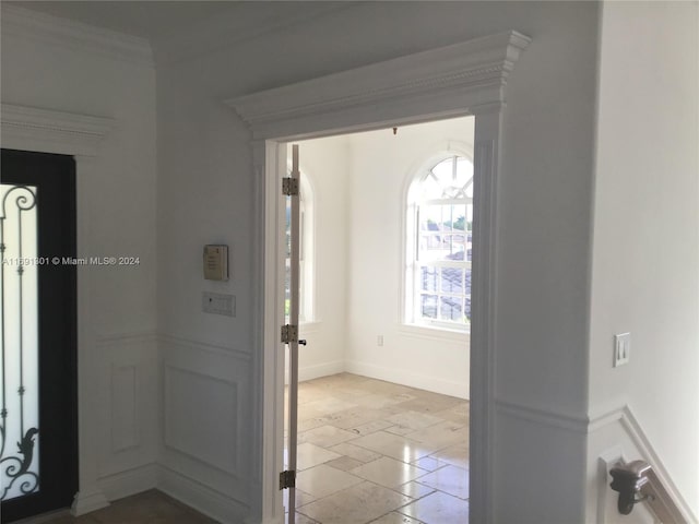 foyer entrance with crown molding