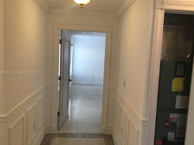 hallway with ornamental molding