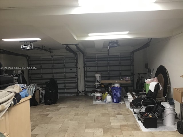 garage with a garage door opener