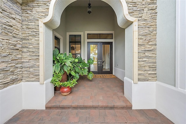 view of exterior entry with french doors