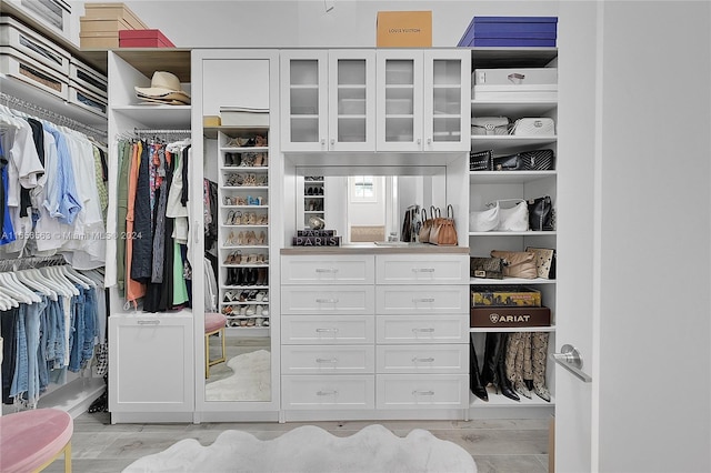 walk in closet featuring light hardwood / wood-style floors