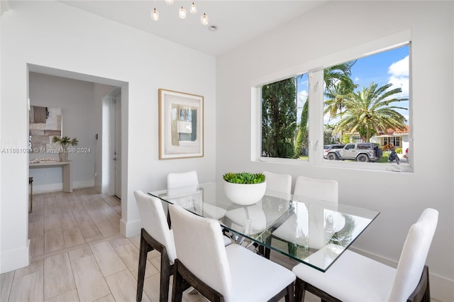 dining area featuring light hardwood / wood-style flooring