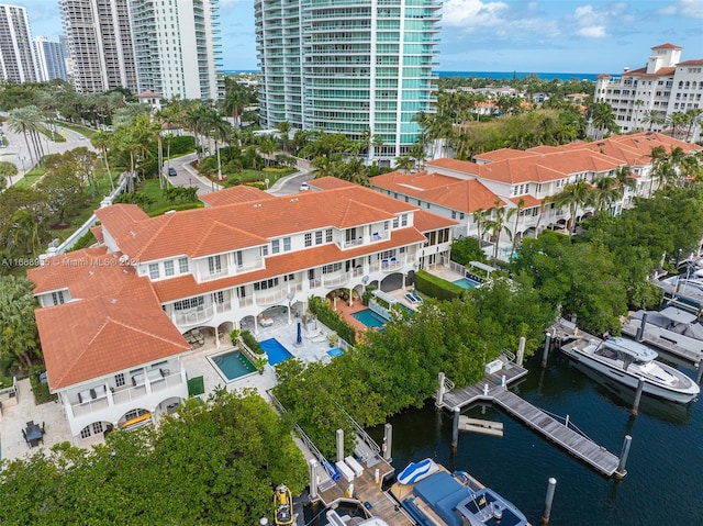 bird's eye view featuring a water view