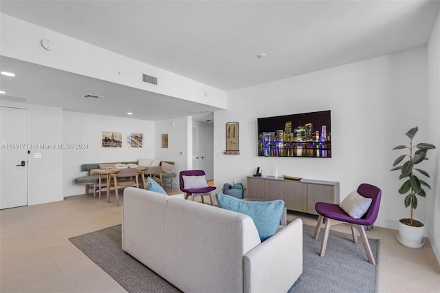 view of tiled living room