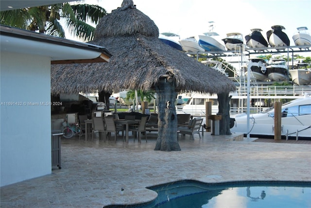 view of pool featuring a patio