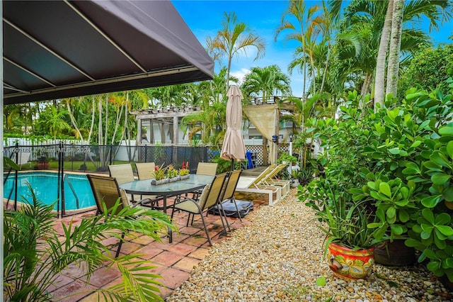 view of patio with a fenced in pool