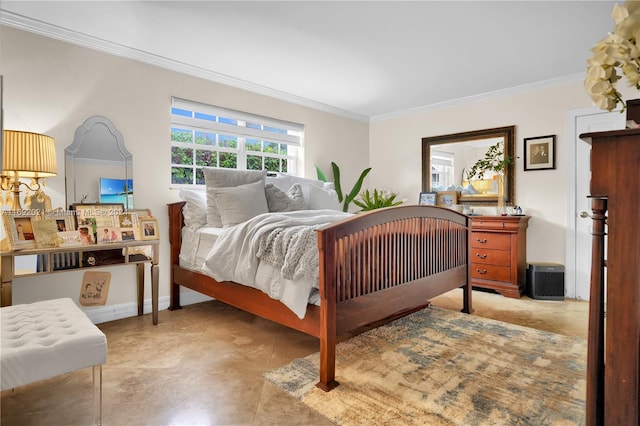 bedroom featuring ornamental molding