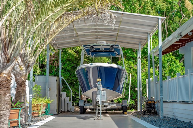 view of parking with a carport