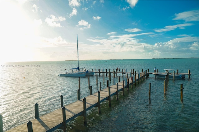 dock area featuring a water view