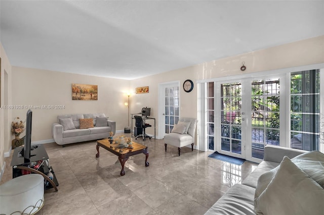 living room with french doors