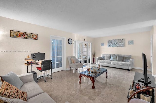 living room with french doors