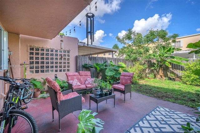 view of patio / terrace featuring an outdoor hangout area