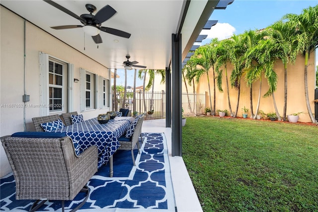 view of patio with ceiling fan