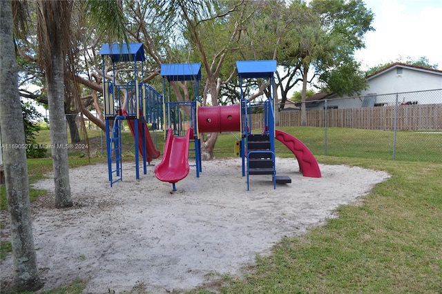 view of play area with a lawn