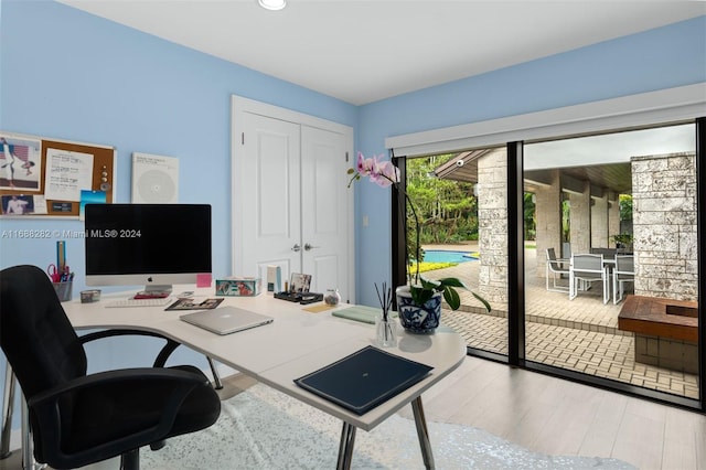 office featuring hardwood / wood-style flooring