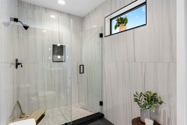 bathroom featuring walk in shower