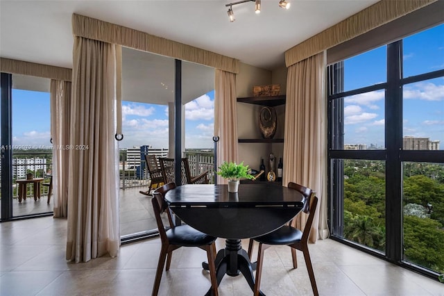 dining area featuring a healthy amount of sunlight and light tile patterned flooring