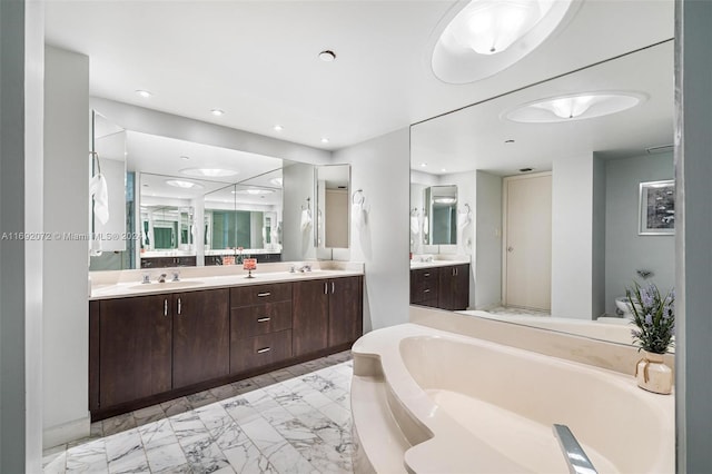 bathroom with vanity and a bathing tub