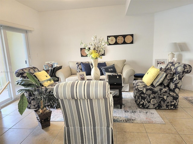 view of tiled living room