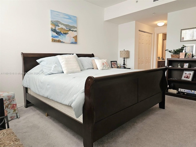 carpeted bedroom featuring a closet