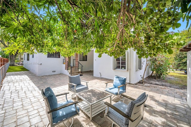 view of patio with an outdoor living space