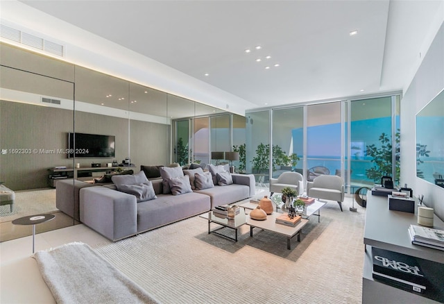 living room featuring expansive windows