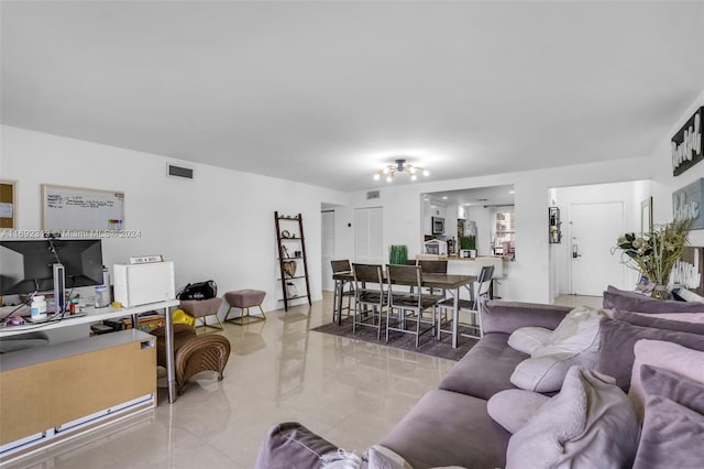 view of tiled living room