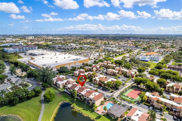 bird's eye view featuring a water view