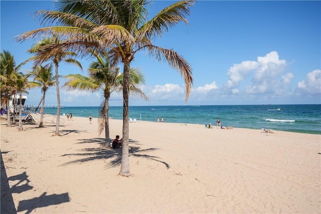 view of water feature featuring a view of the beach